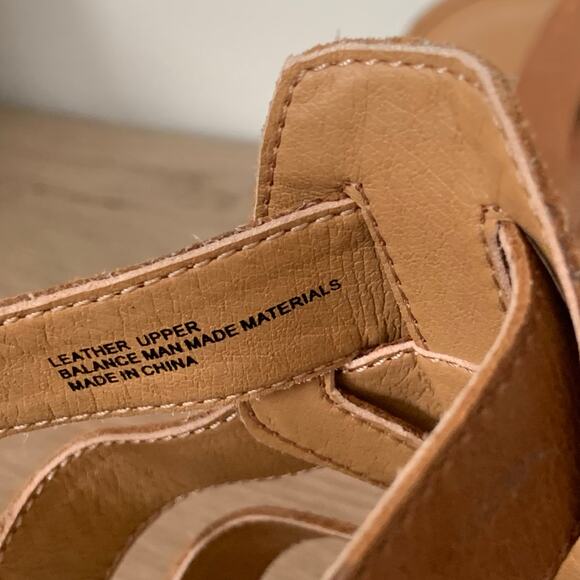 BORN Wedge Platform Sandal Bernese Cage Brown Leather Cork 9 US Buckle Slingback - Picture 10 of 15